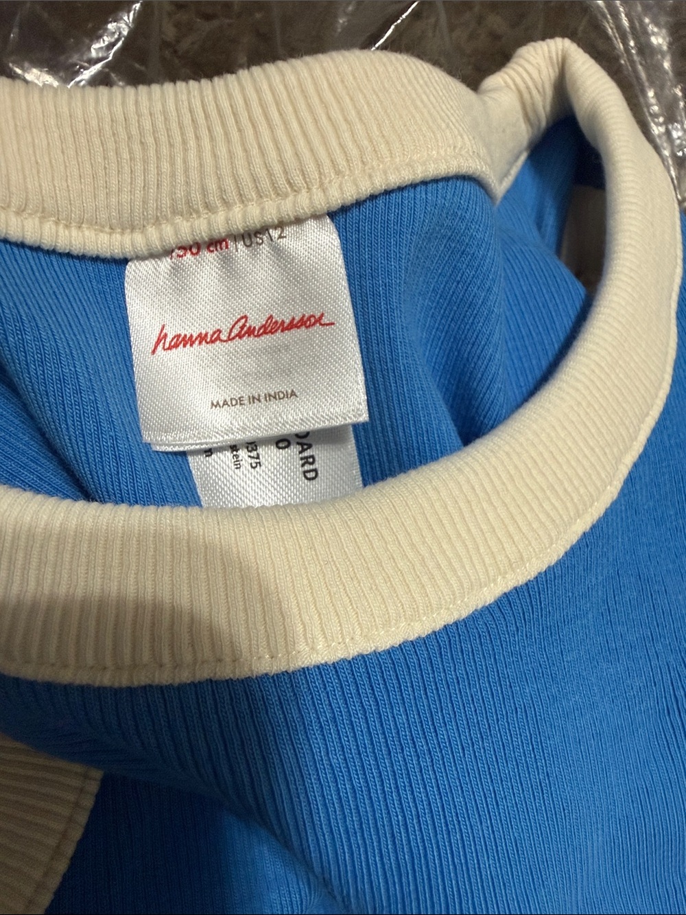 Hanna Andersson Bright Blue Ribbed Tank with Cream Trim - Picture 2 of 2
